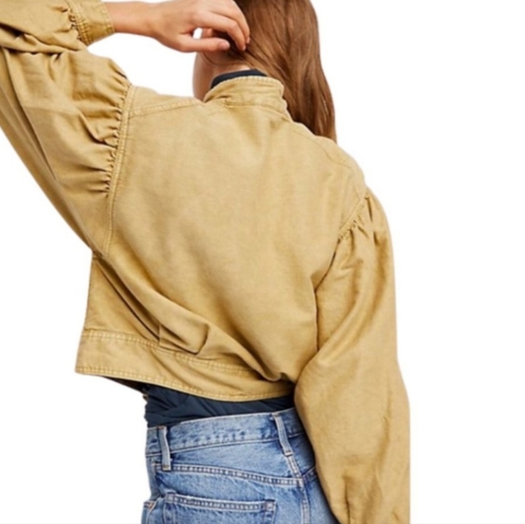 Free People Poet Oversized Khaki Moto Jacket - Picture 3 of 8